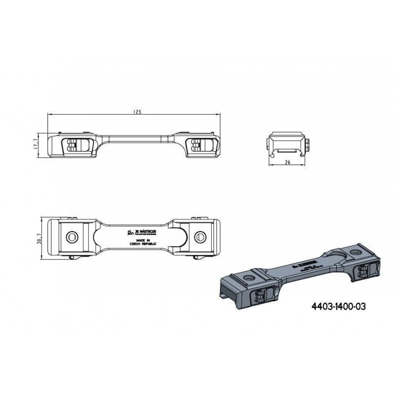 34mm anelli per ottiche | base picatinny monopezzo con leve 