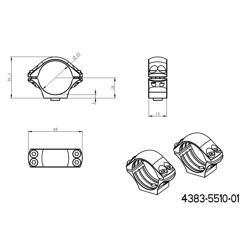 30mm anelli per ottiche | base picatinny monoblocco con leve QD 