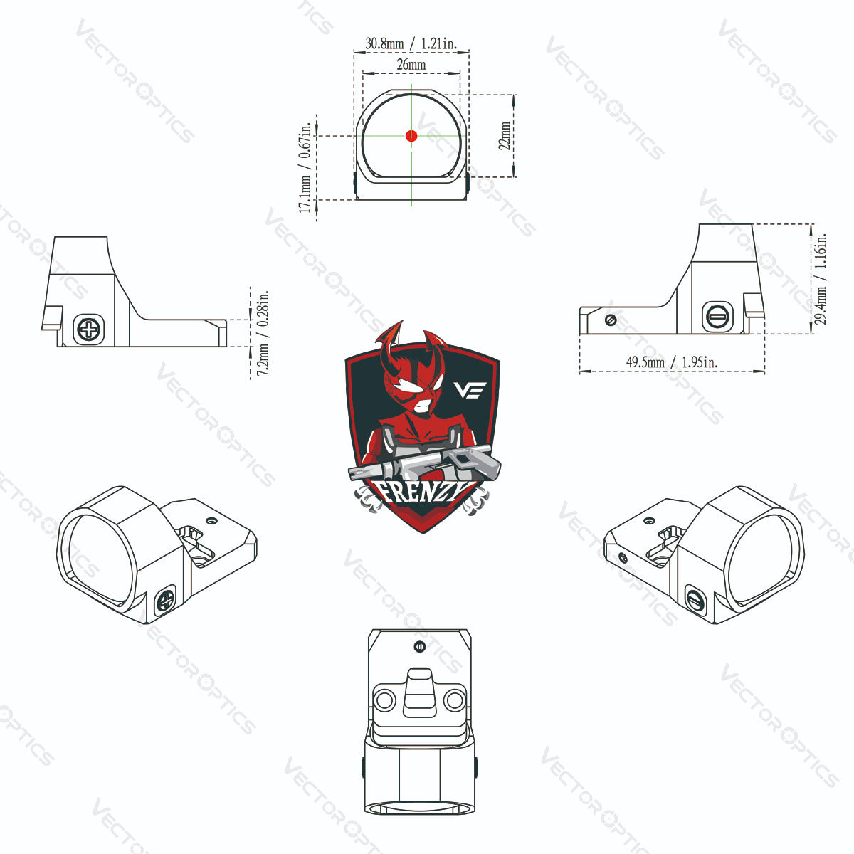 Vector Optics Frenesia 1x22x26 MOS punto rosso 