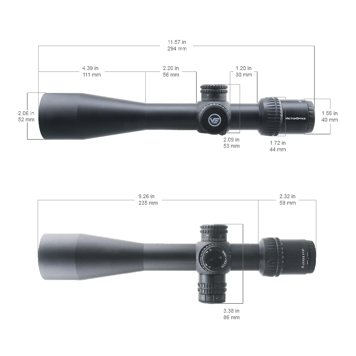 Vector Optics Veyron 6-24x44 IR Primo Piano Focale Illuminato cannocchiale ottica 